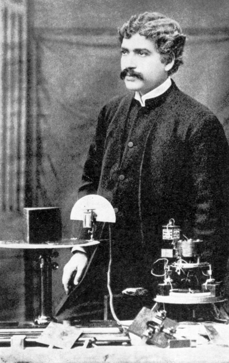 Jagadish Chandra Bose in his laboratory
